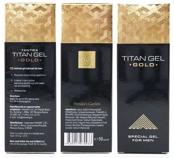 เจลนวด เพิ่มขนาด Titan Gel (สีทอง) สกัดจากพืชและสารธรรมชาติ ใช้นวดกระตุ้นเซลล์อวัยวะเพศชาย ช่วยให้ใหญ่ขึ้น แข็งแรงขึ้น เพิ่มสมรรถภาพทางเพศ ใช้ควบคู่กับ กระบอกสูญญากาศ เพื่อประสิทธิภาพสูงสุด